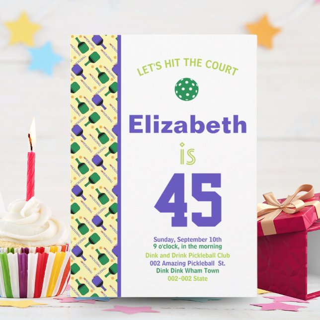 Green and Purple Pickleball Birthday Party Invitation (Creator Uploaded)