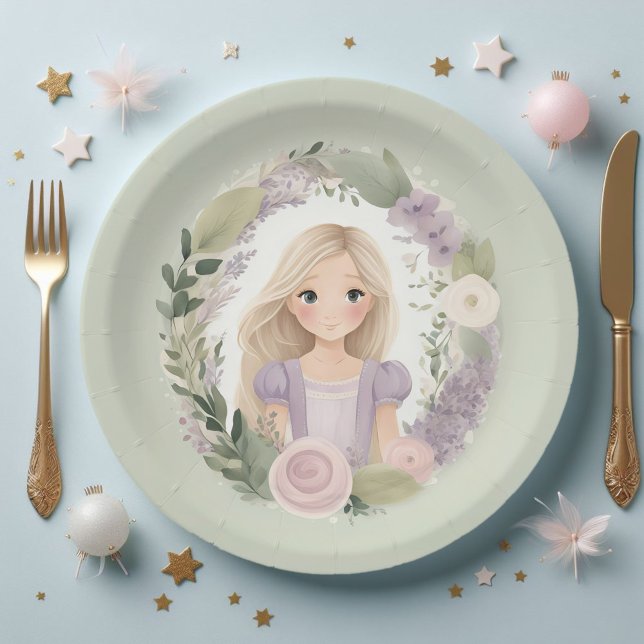 Green and Purple Rapunzel Paper Plate (Creator Uploaded)