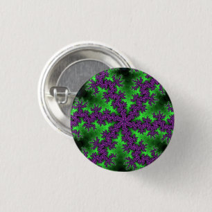 Green and Purple Snowflake 3 Cm Round Badge