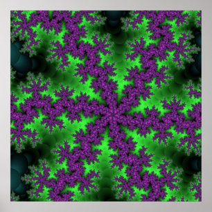 Green and Purple Snowflake Poster