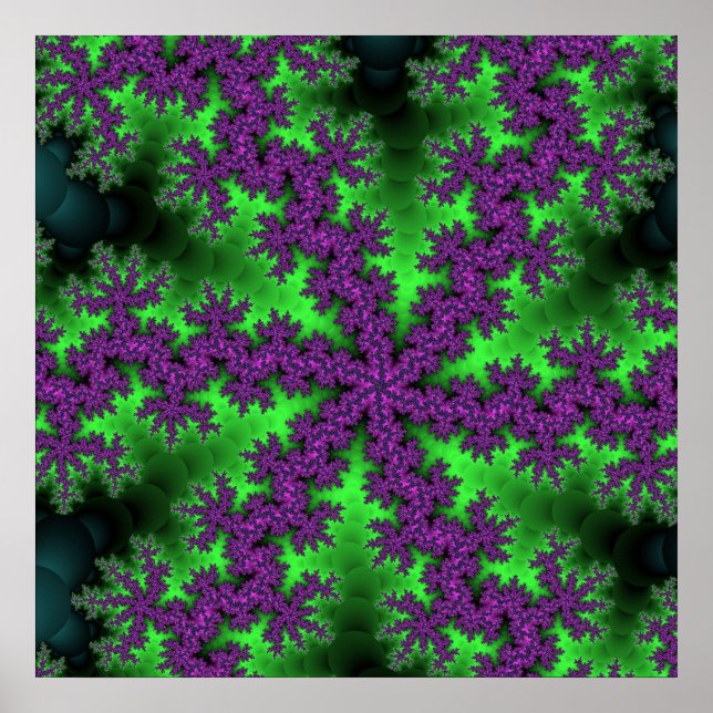 Green and Purple Snowflake Poster (Front)