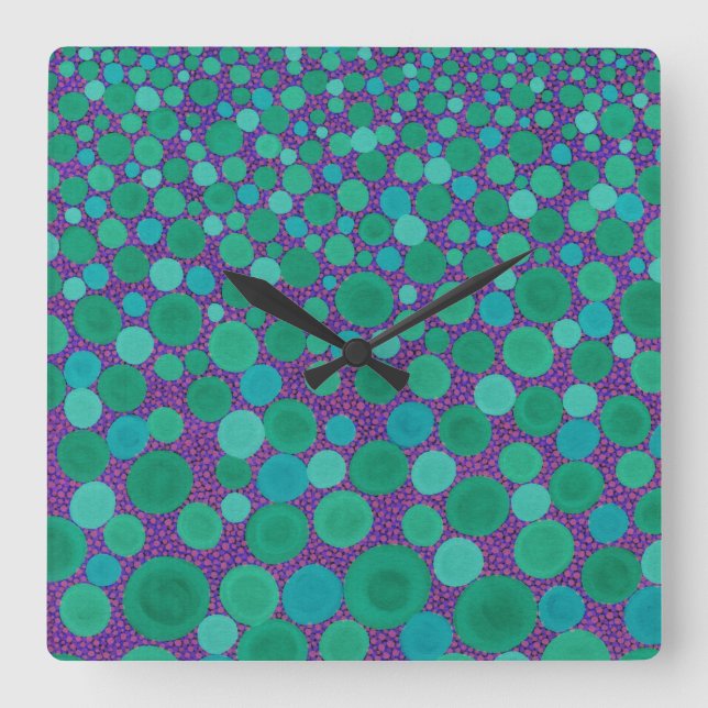 Green and Purple Spotted Wall Clock (Front)