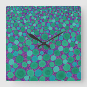 Green and Purple Spotted Wall Clock