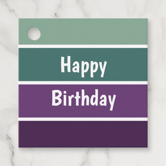 Green And Purple Stripes Favour Tags (Front)