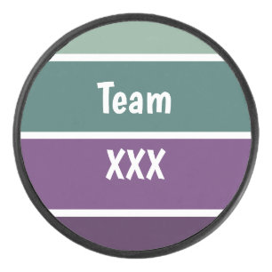 Green And Purple Stripes Hockey Puck