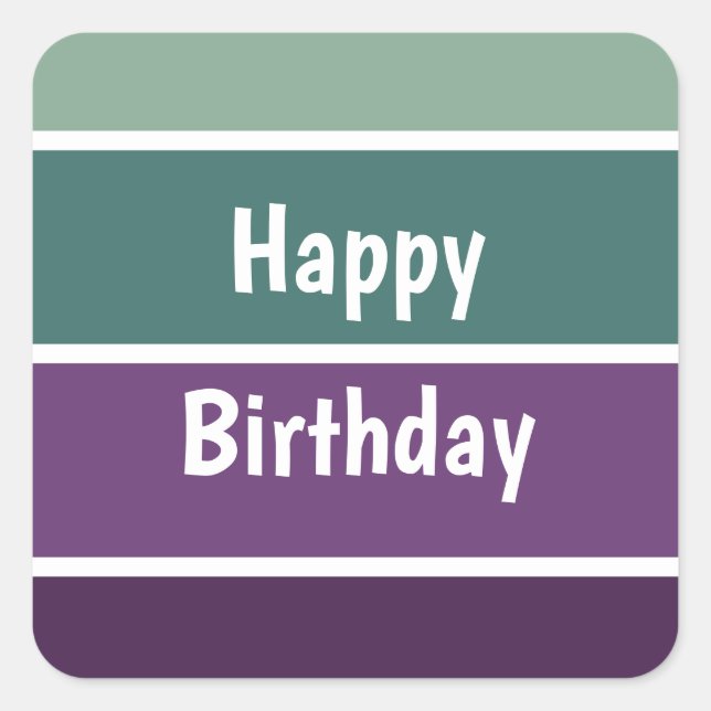 Green And Purple Stripes Square Sticker (Front)