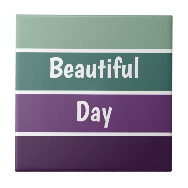 Green And Purple Stripes Stone Ceramic Tile (Front)