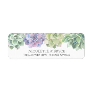 Green and Purple Succulents Wedding Return Address Label