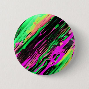 Green and Purple Swirl Art 6 Cm Round Badge