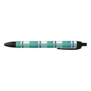 Green And Purple Tartan Pattern Black Ink Pen