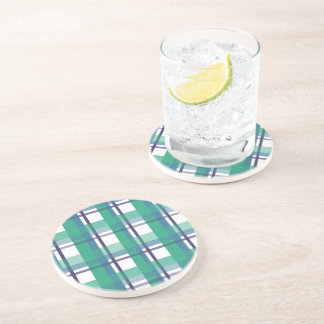 Green And Purple Tartan Pattern Coaster