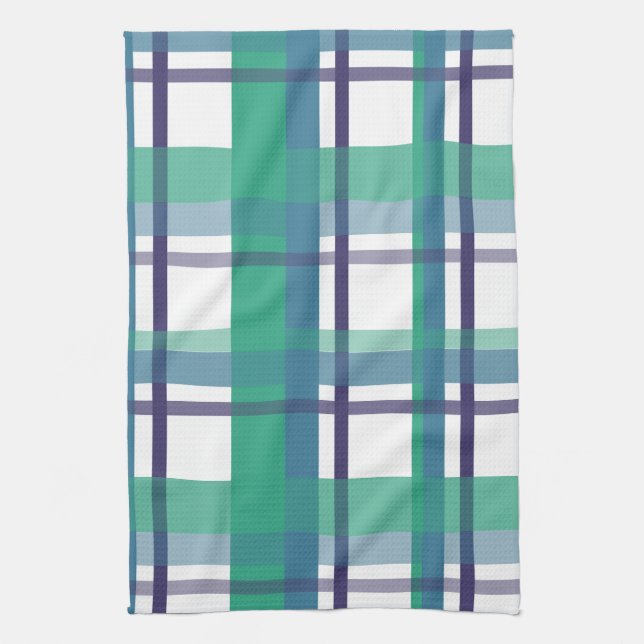 Green And Purple Tartan Pattern Kitchen Towels (Vertical)