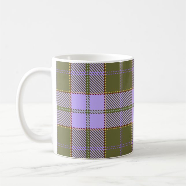 Green and Purple Tartan Plaid Scottish Seamless Pa Coffee Mug (Left)