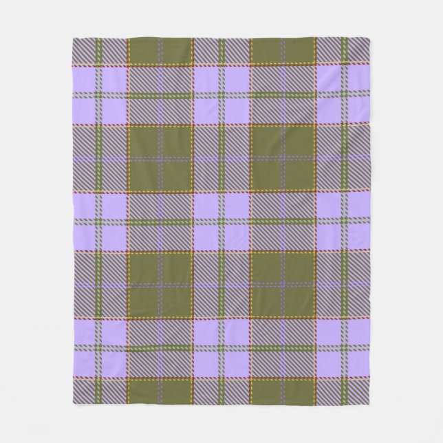 Green and Purple Tartan Plaid Scottish Seamless Pa Fleece Blanket (Front)