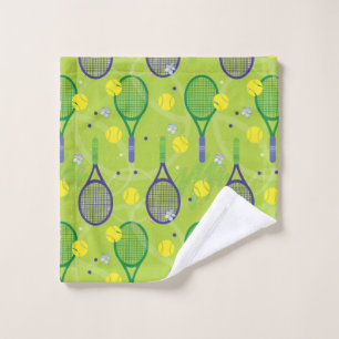 💚💜Green and purple tennis racket pattern Wash Cloth