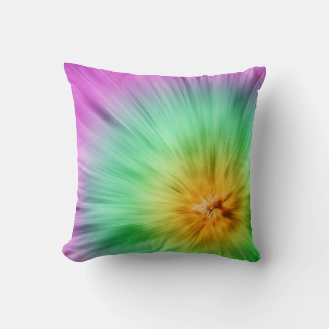 Green And Purple Tie Dye Cushion (Front)