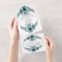 Green And Purple Watercolor Floral Wedding