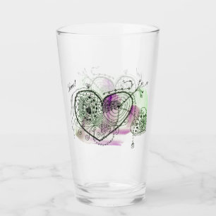 Green and Purple With Whimsical Hearts Glass