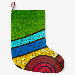 Green and red abstract painting small christmas stocking