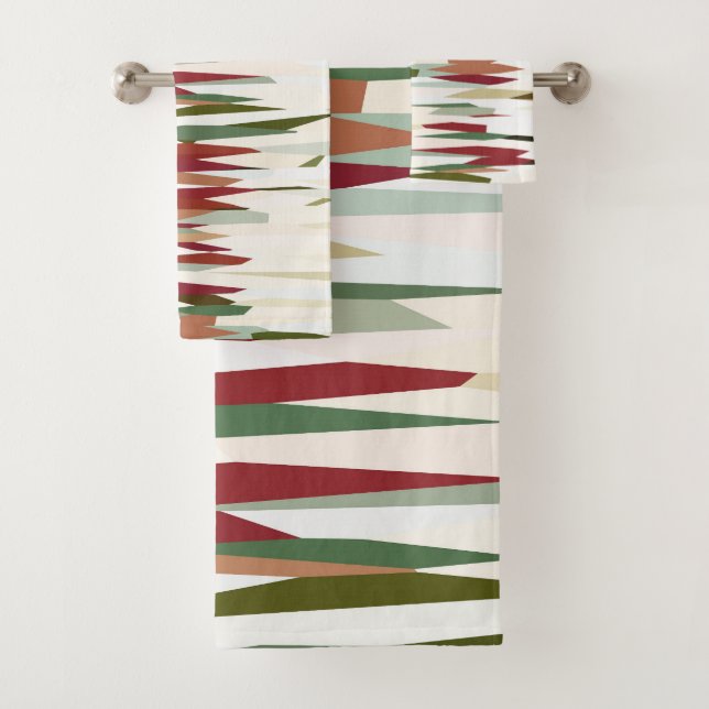 green and red Abstract Stripes Bath Towel Set (Insitu)