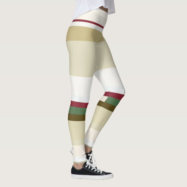 green and red Abstract Stripes Leggings (Right)