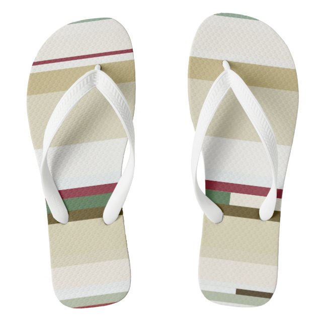 green and red Abstract Stripes Thongs (Footbed)