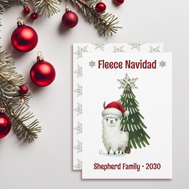 Green and Red Alpaca Fleece Navidad  Holiday Card (Creator Uploaded)