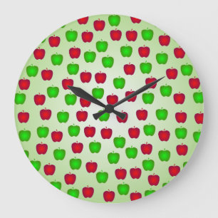 Green and Red Apples Pattern Wall Clock