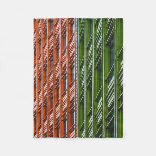 Green and red architectural structure fleece blanket