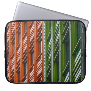 Green and red architectural structure laptop sleeve