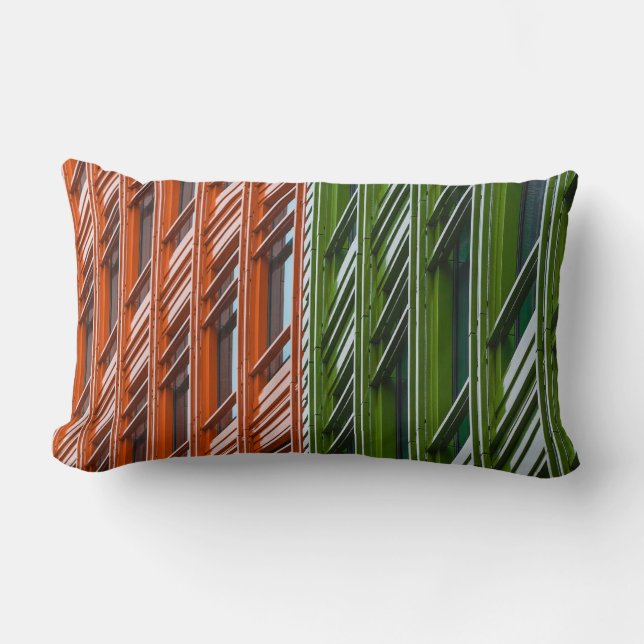 Green and red architectural structure lumbar cushion (Front)