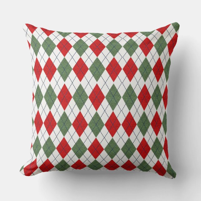 Green and Red Argyle Pattern Cushion (Front)