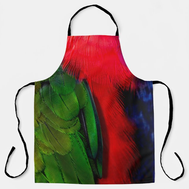 Green and red bird tails apron (Front)