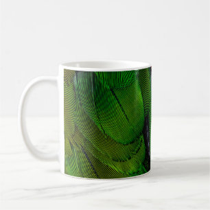 Green and red bird tails coffee mug
