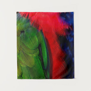 Green and red bird tails tapestry