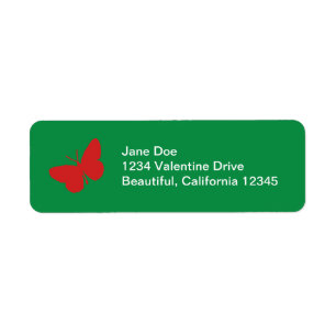 Green and Red Butterfly Address Labels