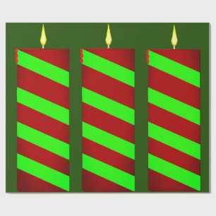Green and Red Candle Green Wrapping Paper