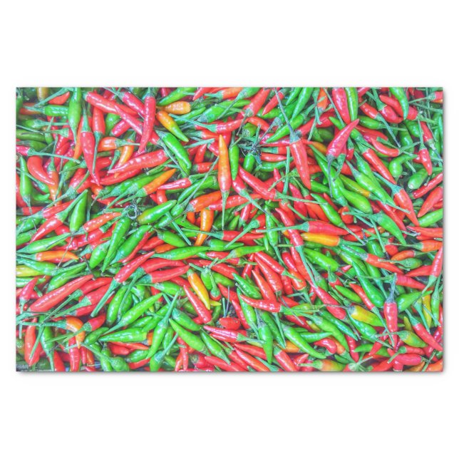 Green and Red Chilli Peppers Tissue Paper (Front)