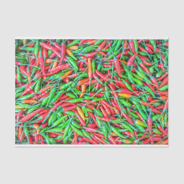 Green and Red Chilli Peppers Tissue Paper (Front)