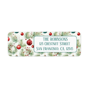 Green and Red Christmas Patterns - return address Label