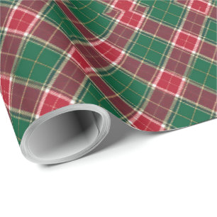 Green and Red Christmas Plaid Wrapping Paper