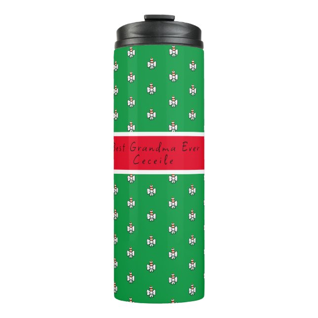 Green and Red Christmas Thermal Tumbler (Front)