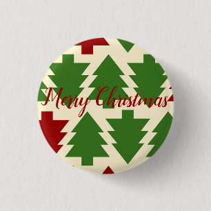 Green and Red Christmas Tree Beverage 3 Cm Round Badge