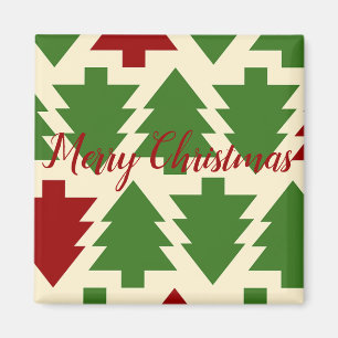Green and Red Christmas Tree Beverage Magnet