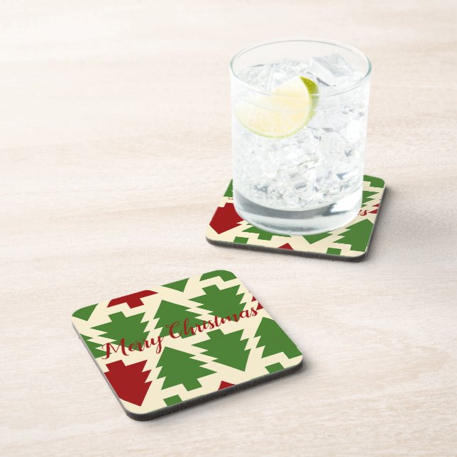 Green and Red Christmas Tree Coaster (Right Side)