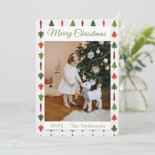 Green and Red Christmas Tree Photo  Holiday Card