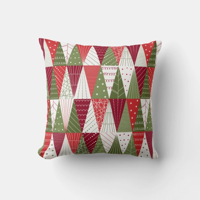 Green and Red Christmas Trees Cushion (Front)