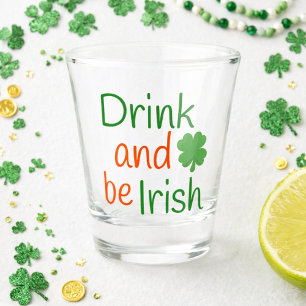 Green and Red Clover St Patricks Day Shot Glass