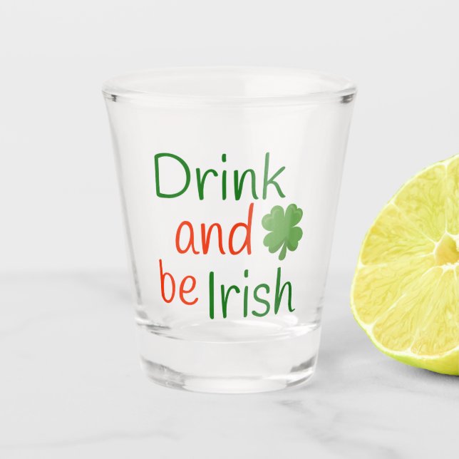 Green and Red Clover St Patricks Day Shot Glass (Front)