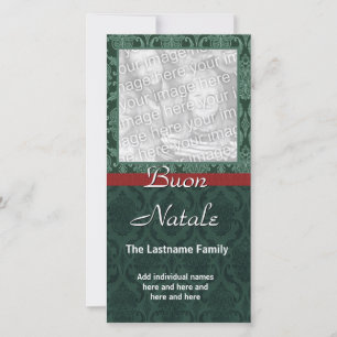 Green and Red Custom Photo Card - Buon Natale